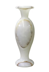 White Stone Carved Round Small Display Vase cs2632
