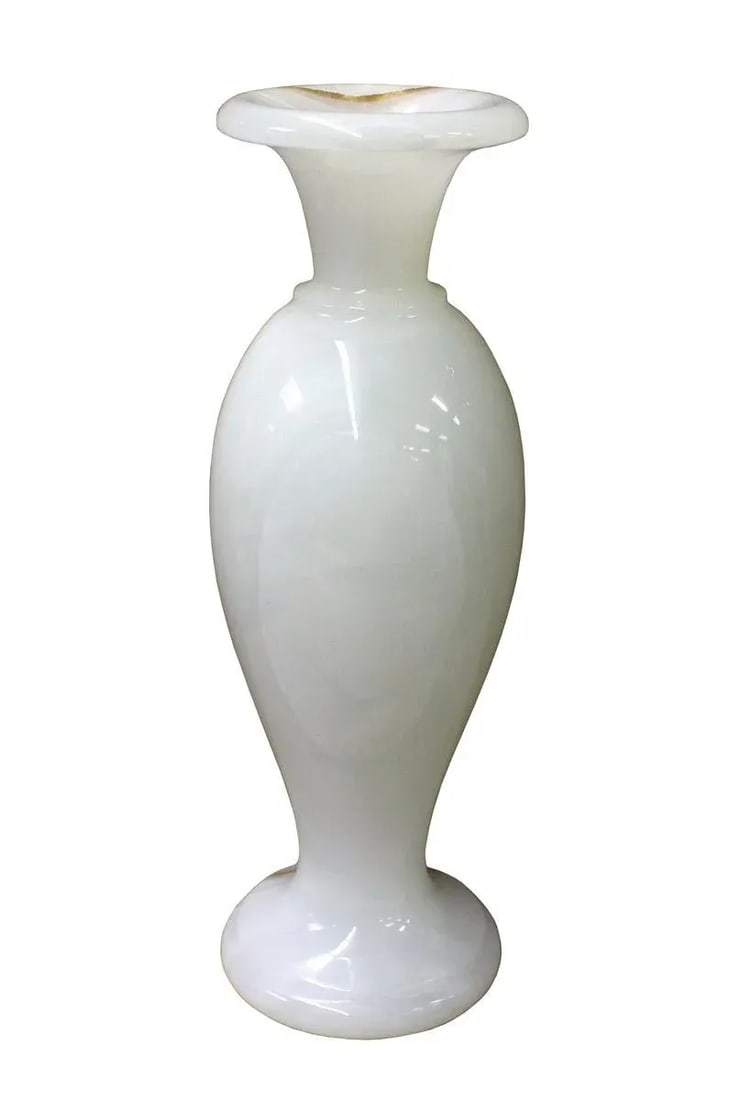 White Stone Carved Round Small Display Vase cs2632 - 3