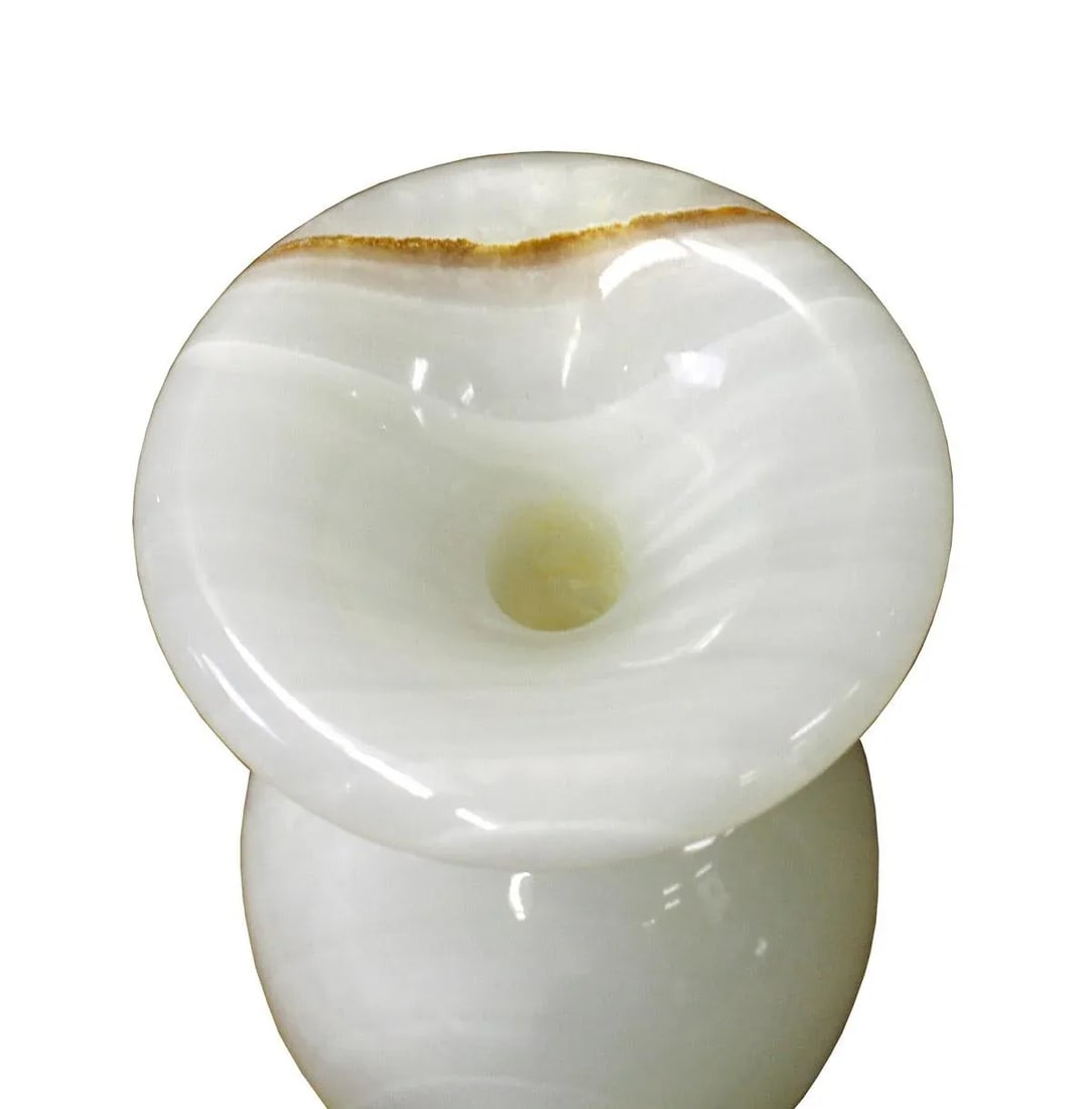 White Stone Carved Round Small Display Vase cs2632 - 4