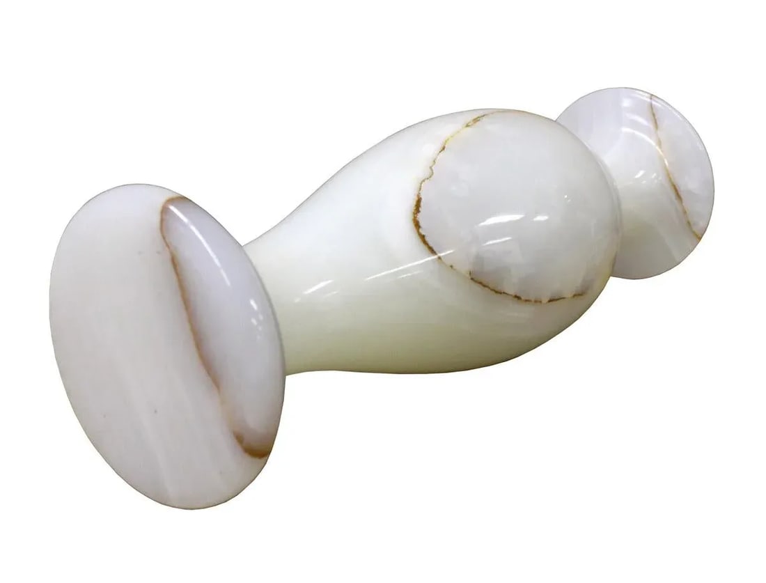 White Stone Carved Round Small Display Vase cs2632 - 6