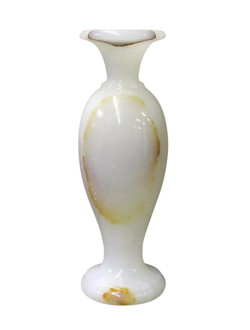 White Stone Carved Round Small Display Vase cs2633 (1 of 7)