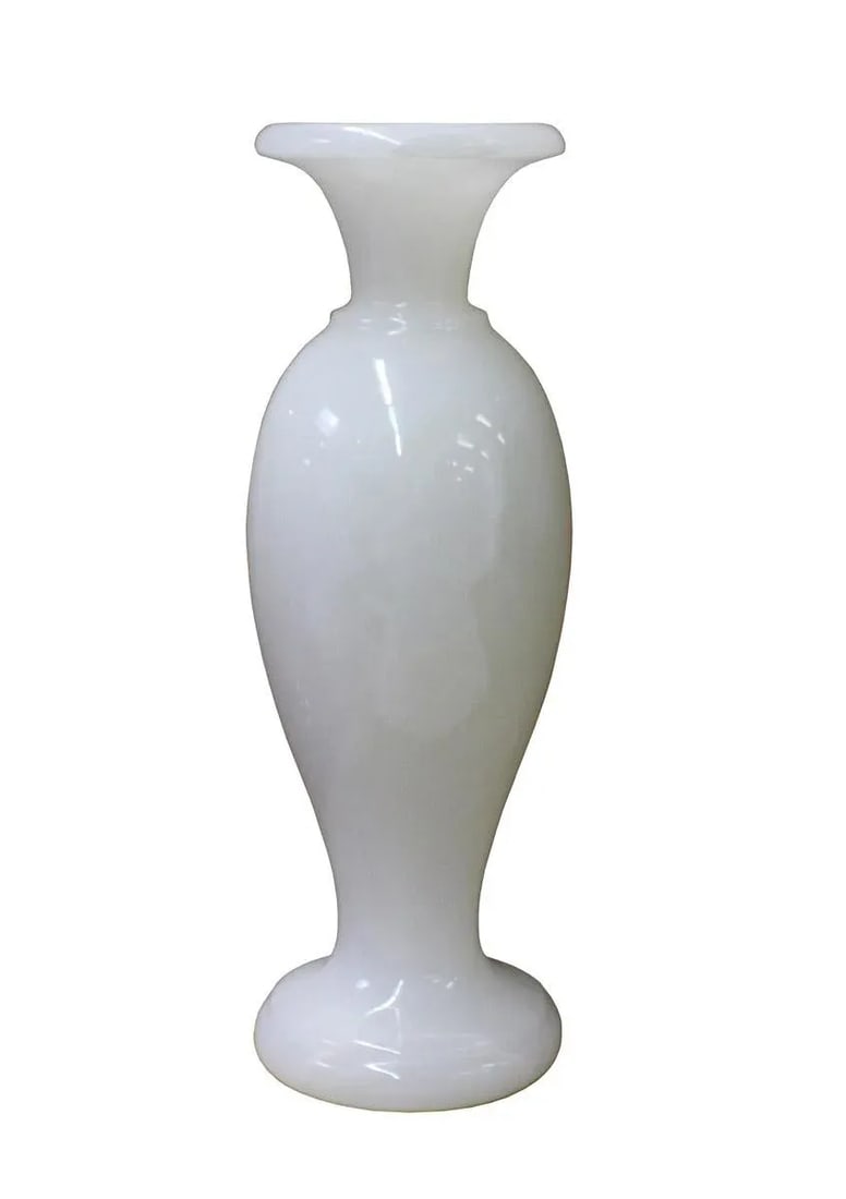 White Stone Carved Round Small Display Vase cs2633 - 2