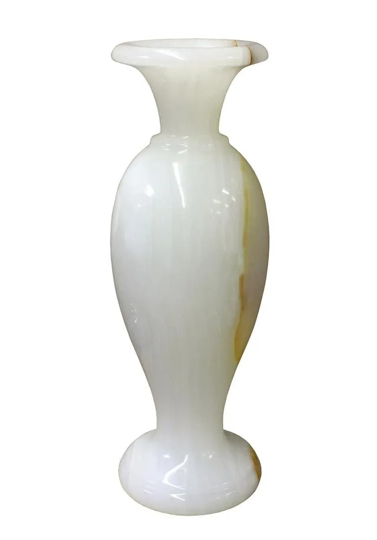 White Stone Carved Round Small Display Vase cs2633 - 4