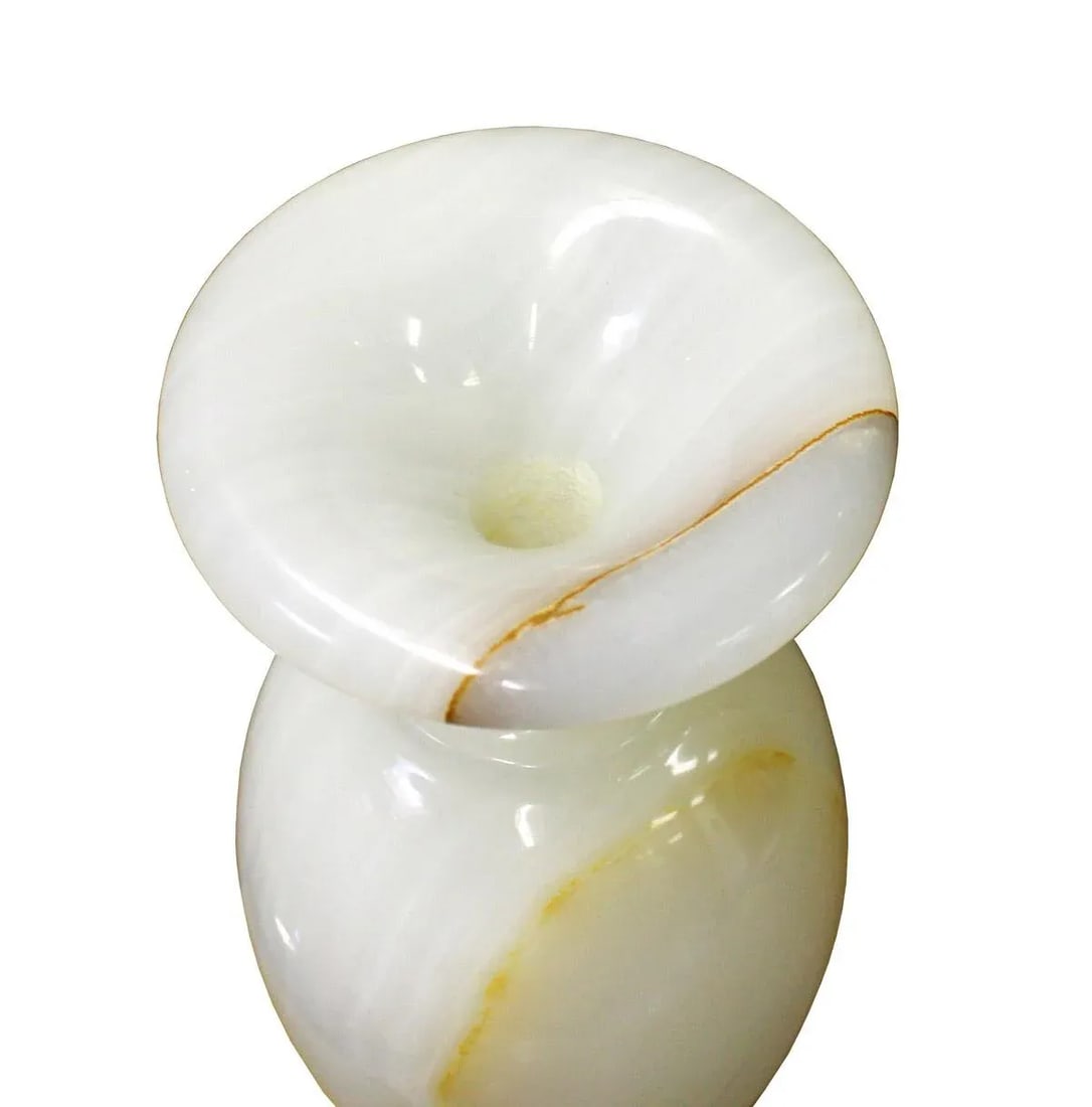 White Stone Carved Round Small Display Vase cs2633 - 5
