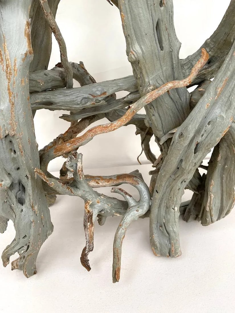 Large Vintage Mid-Century Coastal Driftwood, Gesso and Paint Driftwood Table Lamp - 3