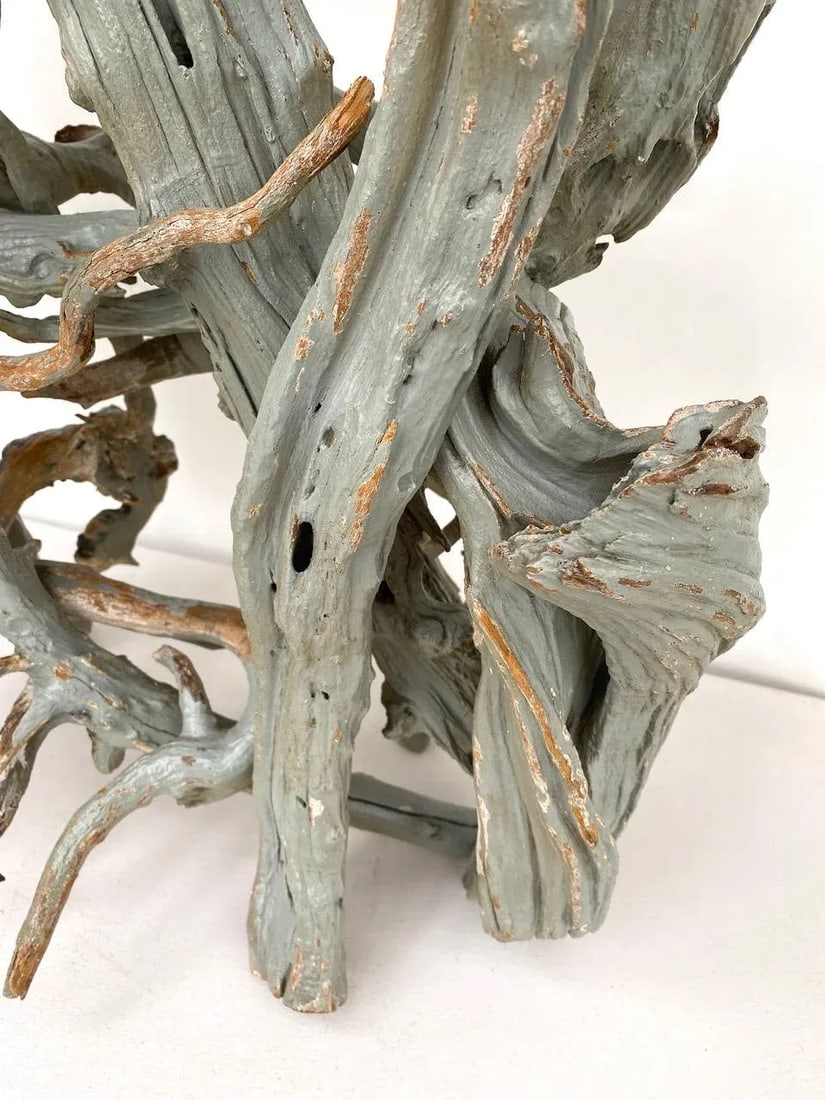 Large Vintage Mid-Century Coastal Driftwood, Gesso and Paint Driftwood Table Lamp - 4