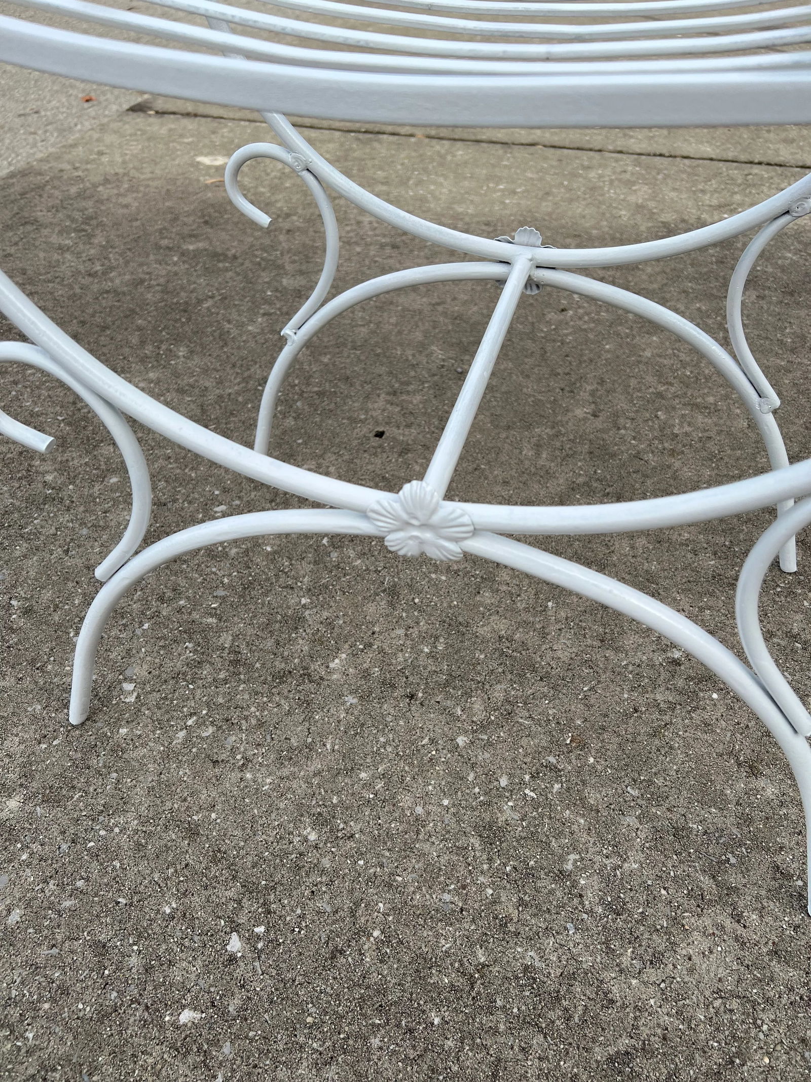 Vintage Wrought Iron Bench with Brass Handles - 3