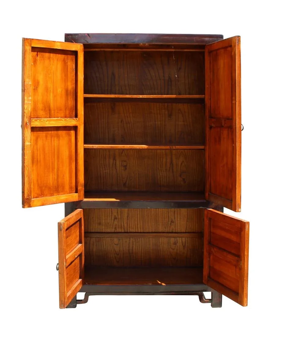 Chinese Distressed Turquoise & Brown Armoire - 6