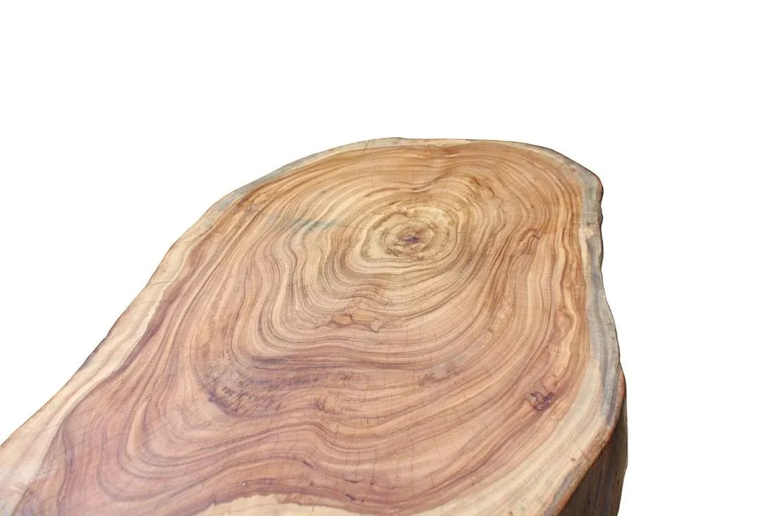 Raw Wood Plank Uneven Shape Metal Base Desk - 5