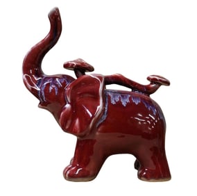 Purple & Red Ceramic Elephant Figure