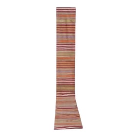 1960s Turkish Striped Kilim Runner Rug 2'2'' X 17'2''