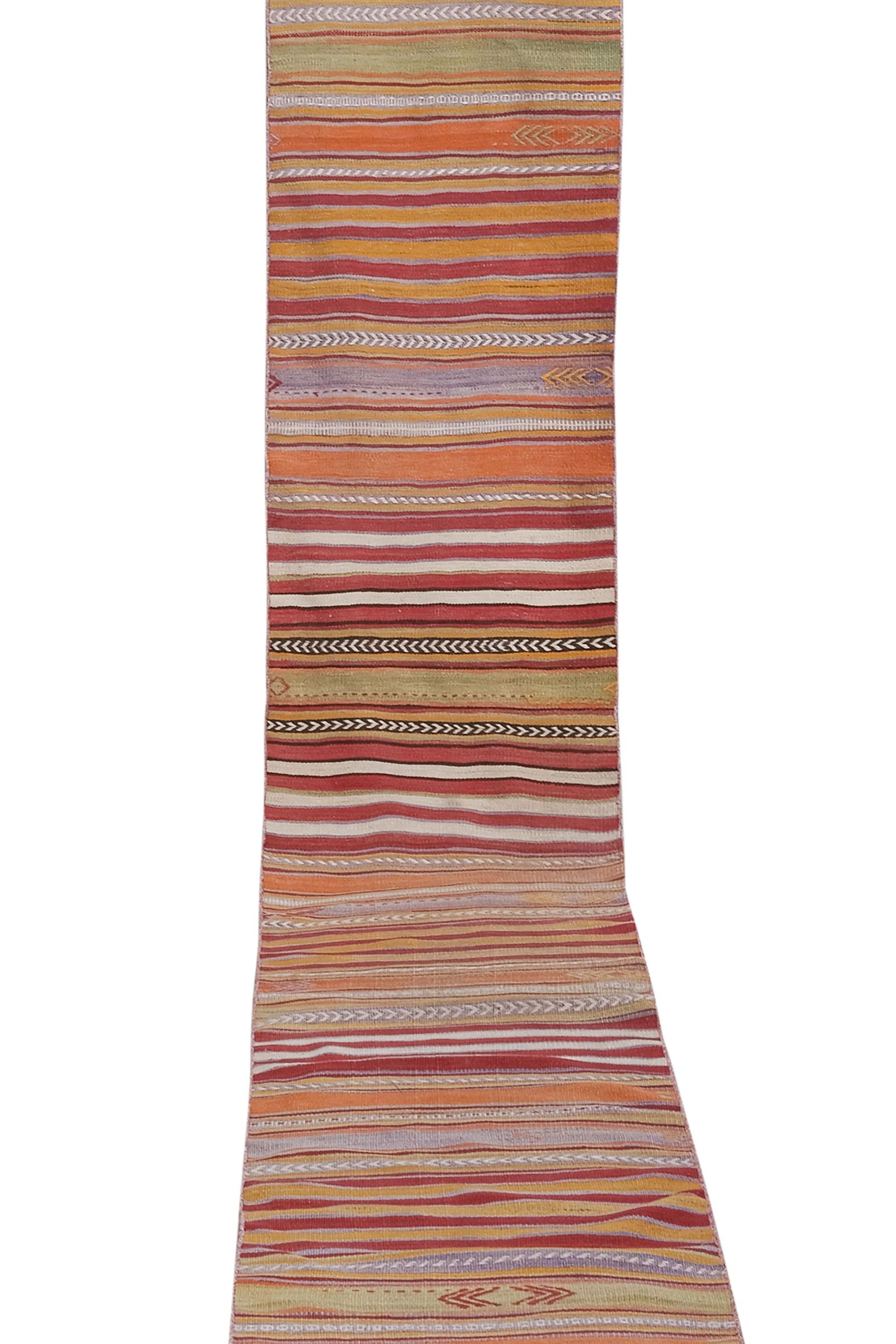 1960s Turkish Striped Kilim Runner Rug 2'2'' X 17'2'' - 3