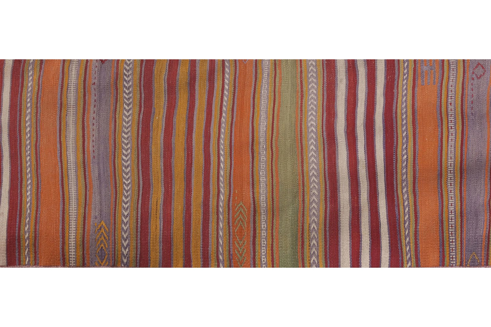 1960s Turkish Striped Kilim Runner Rug 2'2'' X 17'2'' - 4