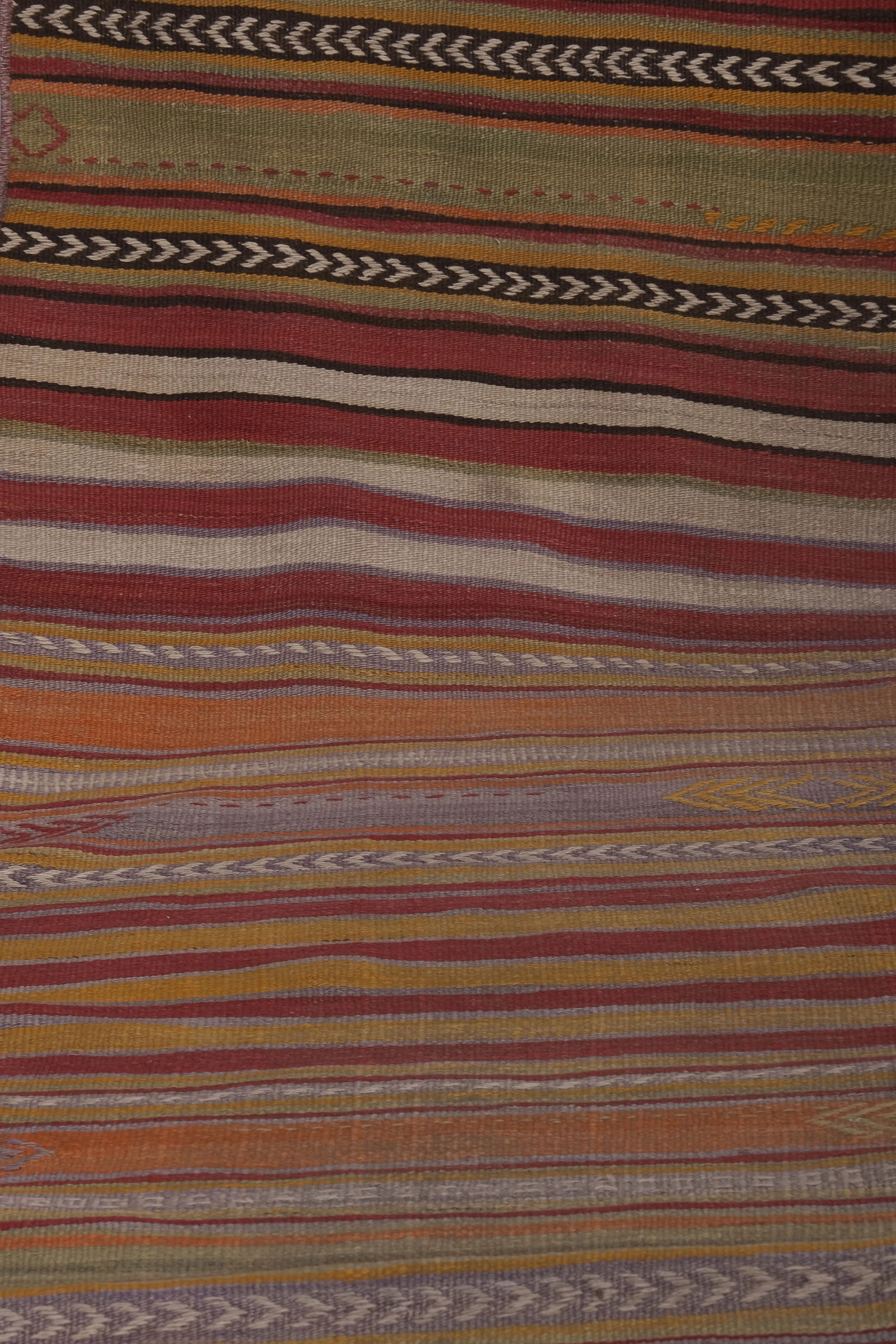 1960s Turkish Striped Kilim Runner Rug 2'2'' X 17'2'' - 7