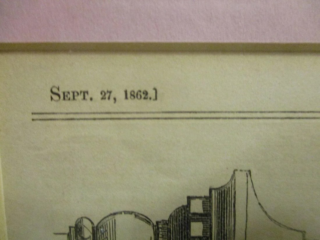 Antique the Illustrated London News September 27, 1862 Matted and Framed - 6