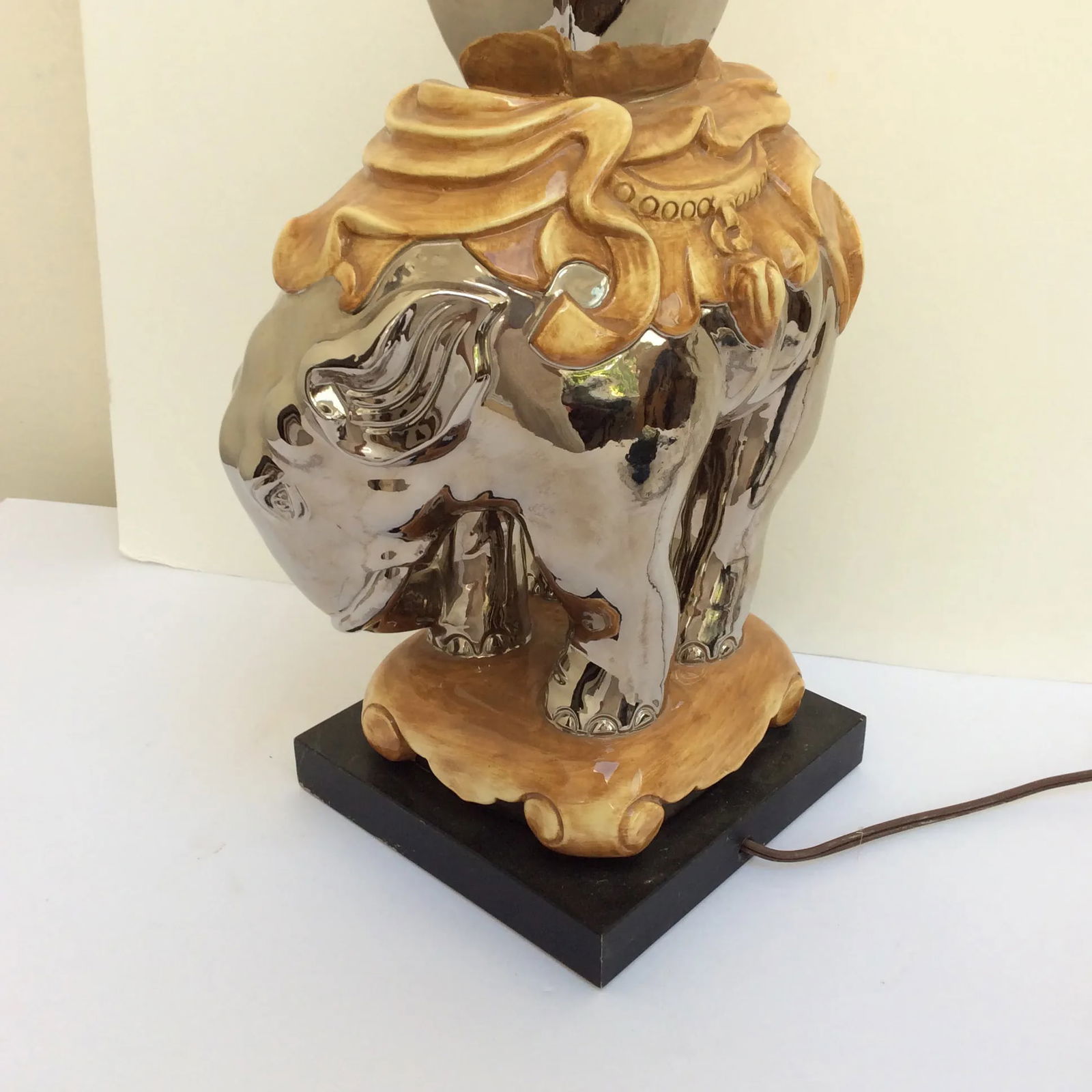 Mercury Style Finish Ceramic Elephant Lamp - 5