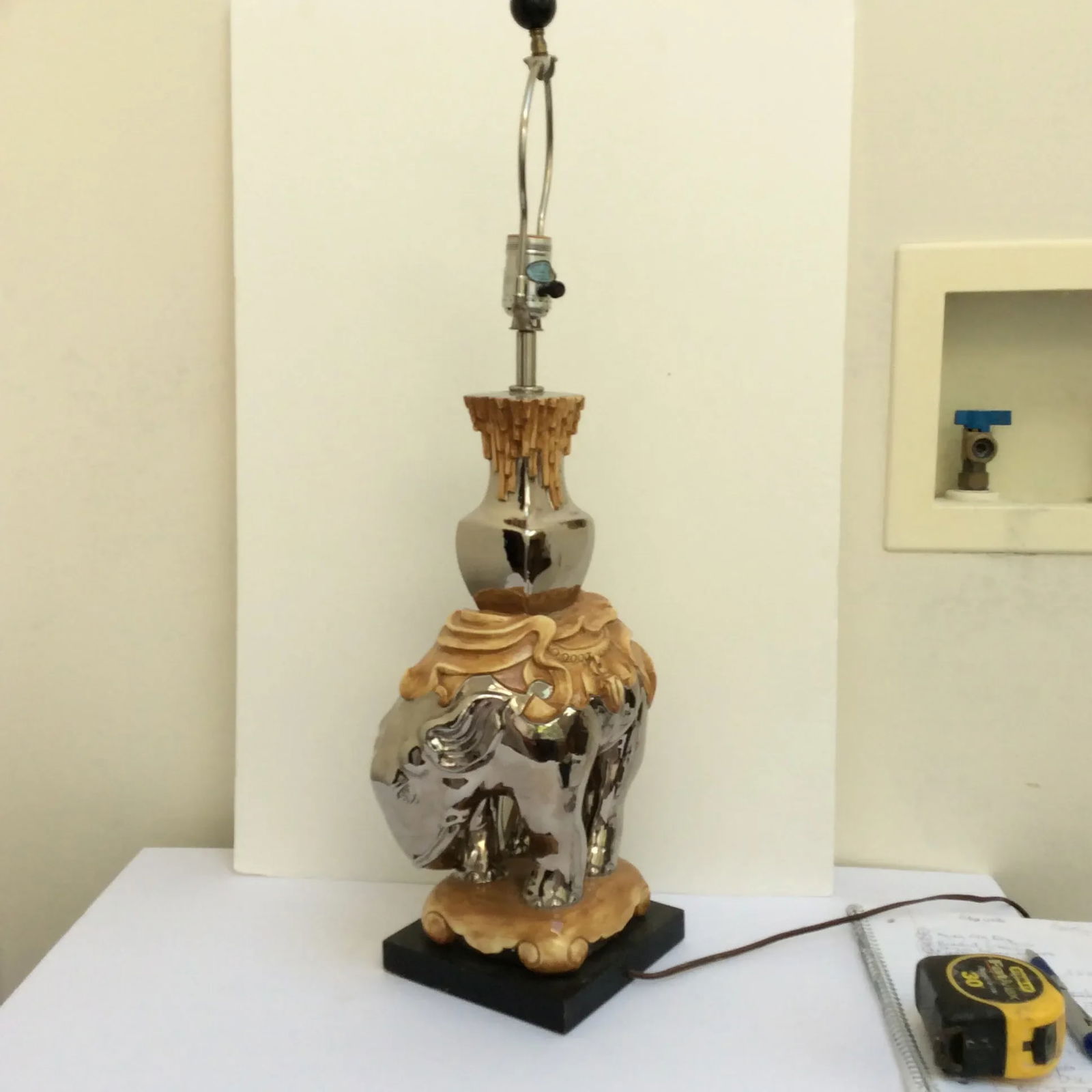 Mercury Style Finish Ceramic Elephant Lamp - 7