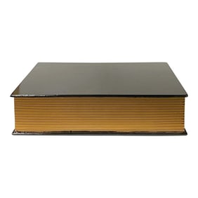 Black Lacquer Golden Side Book Shape Storage Box Accent
