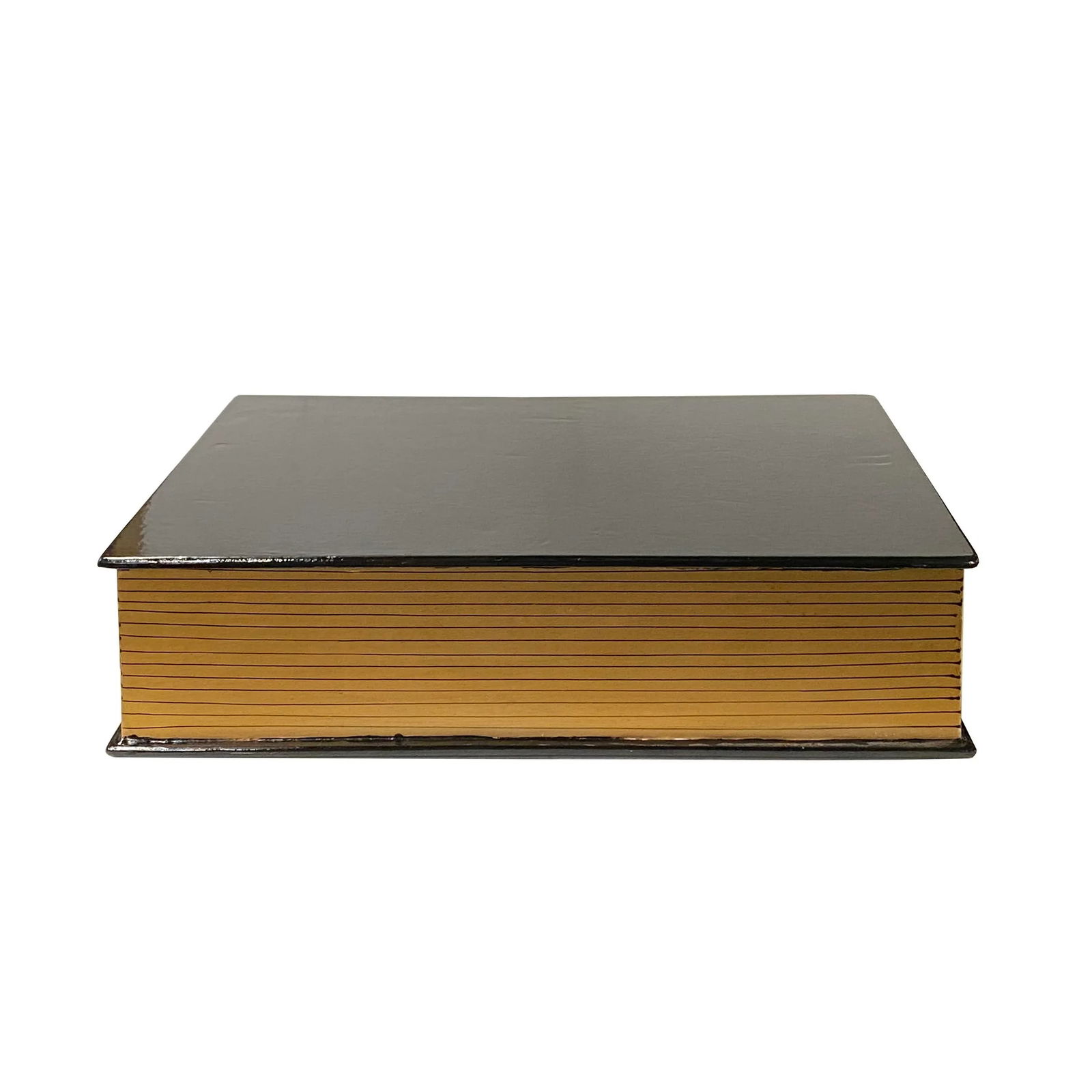Black Lacquer Golden Side Book Shape Storage Box Accent - 9