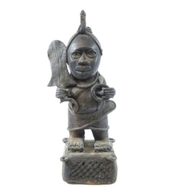 Antique 19th Century Bronze African Sculpture of a Warrior