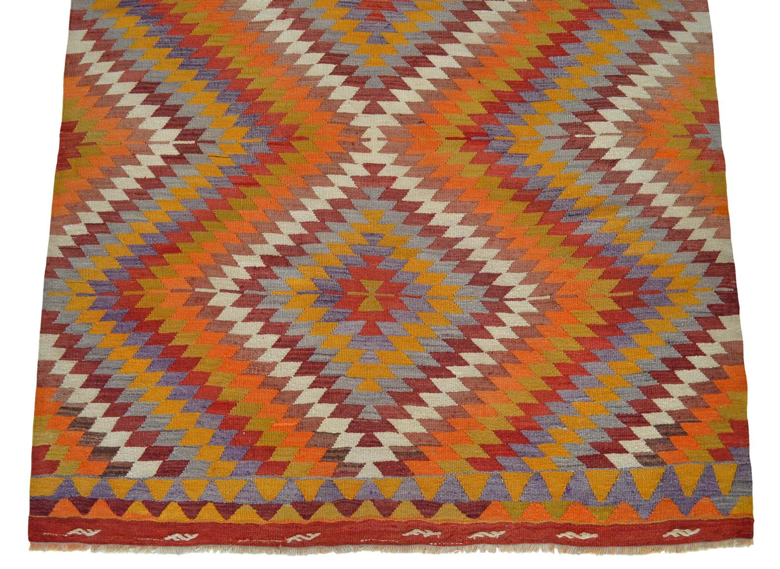 Handmade Turkish Kilim Rug Diamond Pattern Area Rug - 4'9" X 7'7" - 11