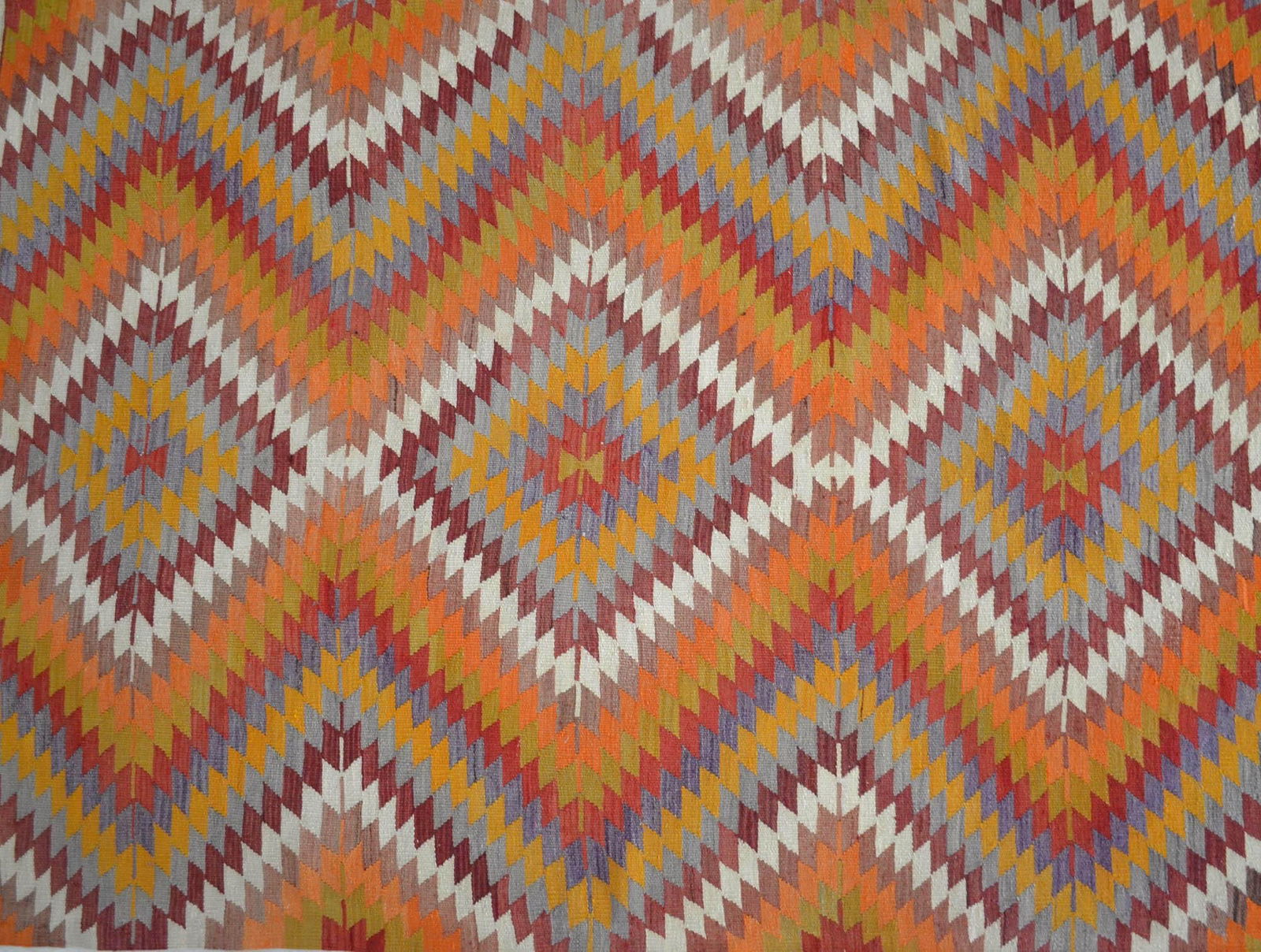 Handmade Turkish Kilim Rug Diamond Pattern Area Rug - 4'9" X 7'7" - 9