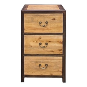 Oriental Brown Stain 3 Drawers End Table Nightstand Cabinet