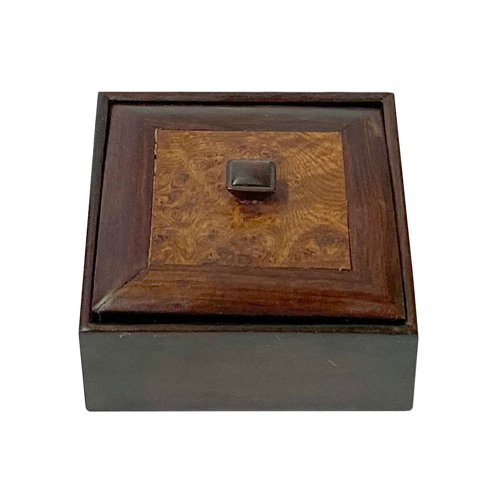 Small Brown Burlwood Pattern Square Storage Accent Box - 2