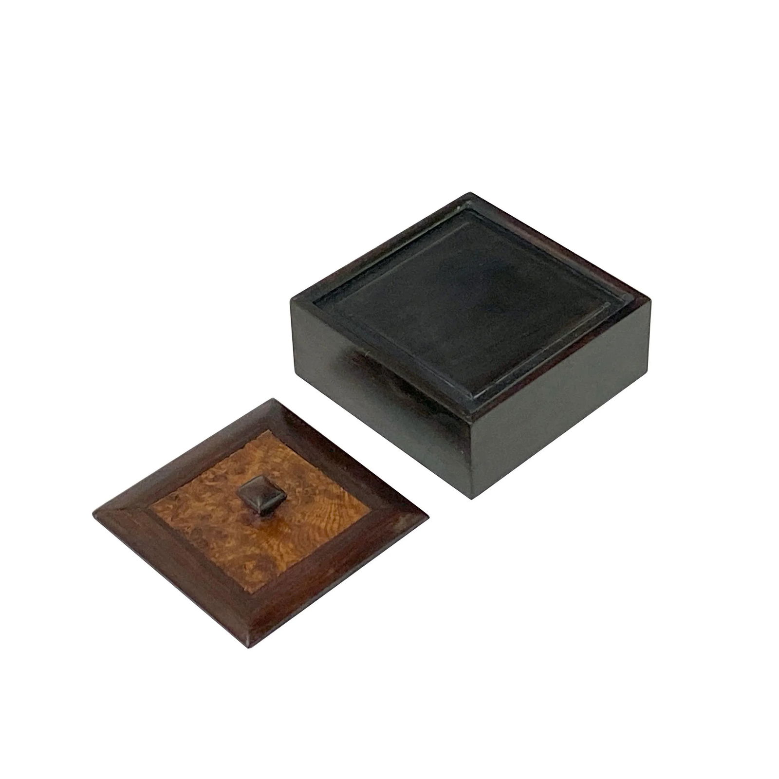 Small Brown Burlwood Pattern Square Storage Accent Box - 3