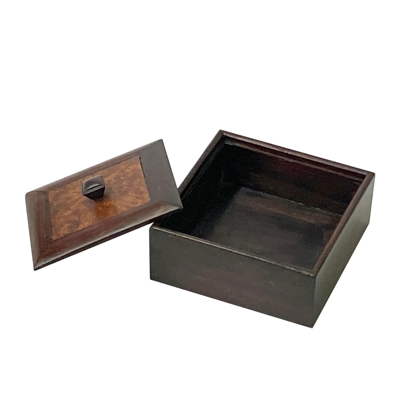 Small Brown Burlwood Pattern Square Storage Accent Box - 5
