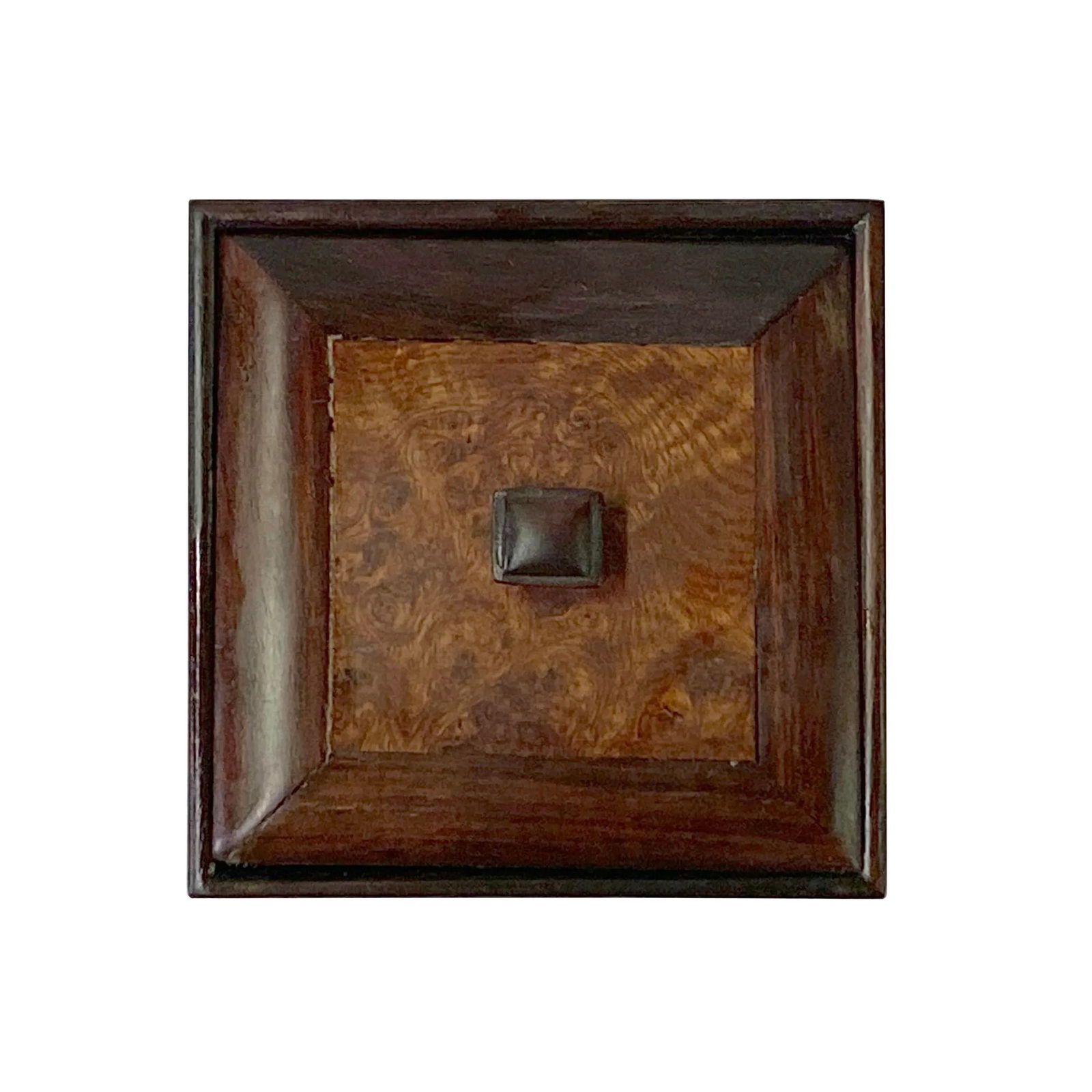Small Brown Burlwood Pattern Square Storage Accent Box - 6