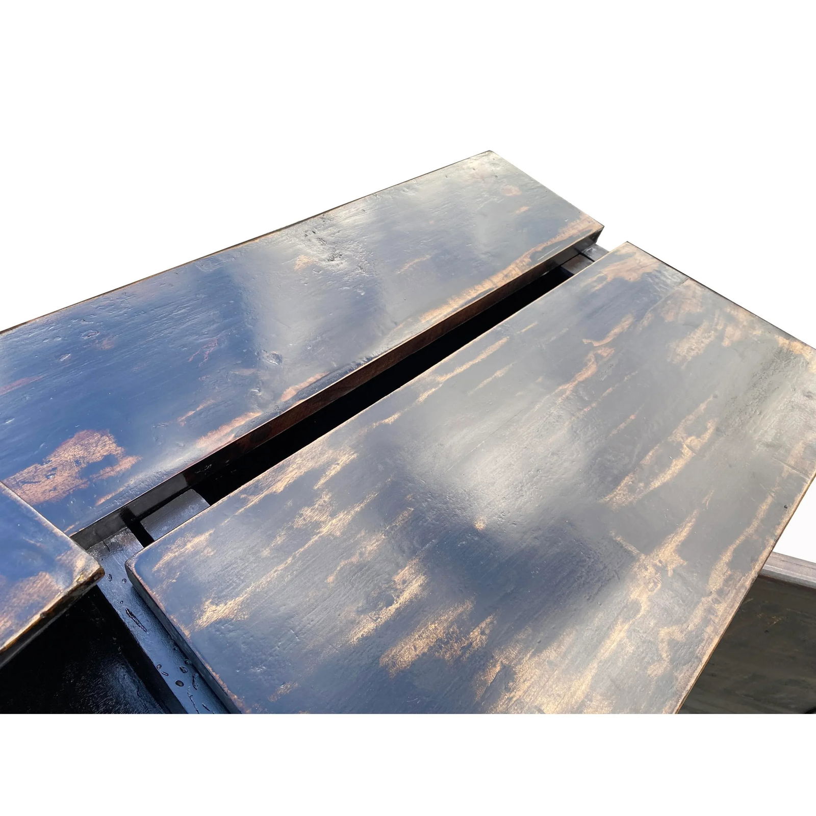 Chinese Vintage Brick Red Distressed Flower Graphic Side Table Cabinet - 5