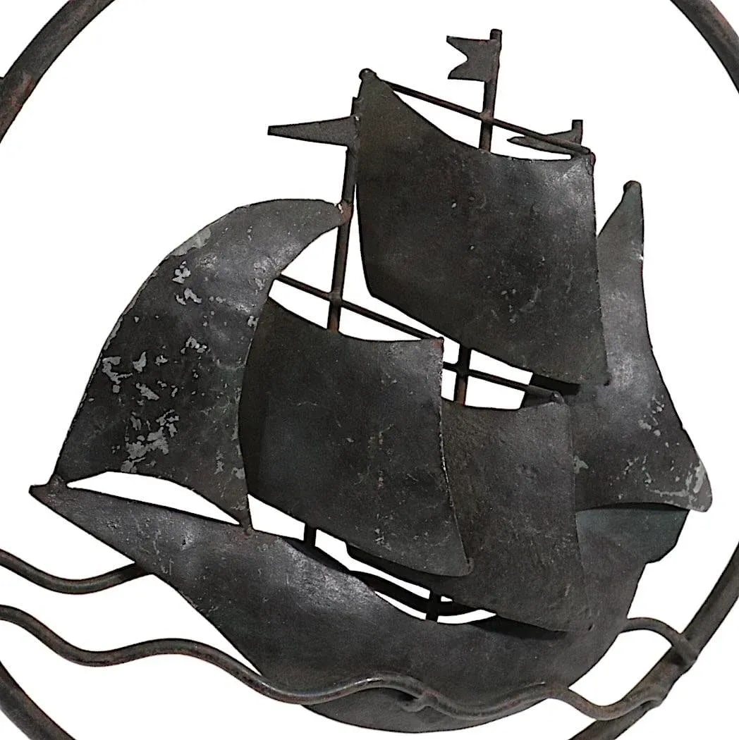 Arts and Crafts Wrought Iron and Slag Glass Sconce - 7