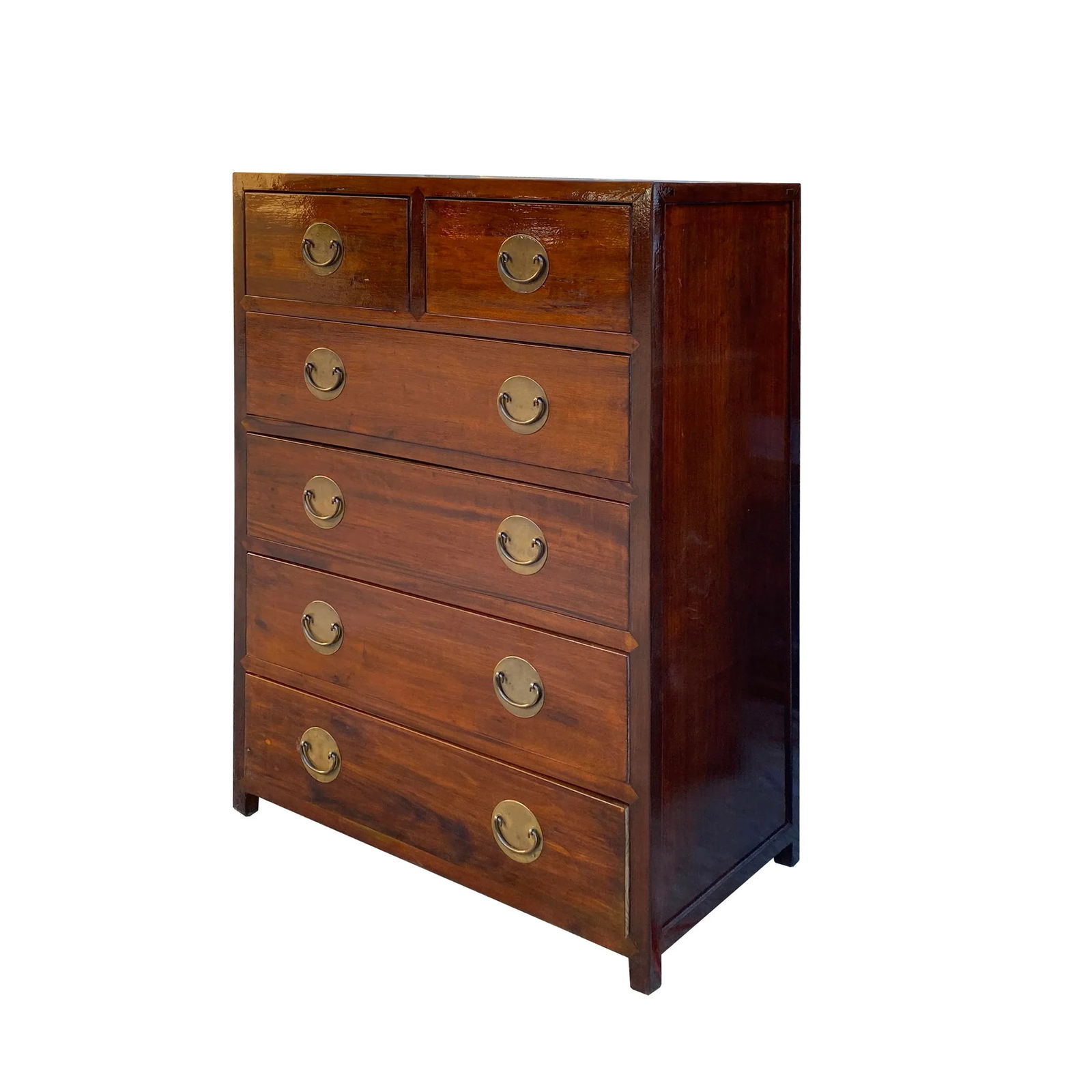 Chinese Oriental Medium Brown Moon Face Dresser Storage Cabinet - 3