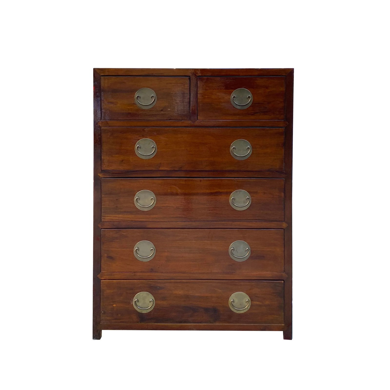 Chinese Oriental Medium Brown Moon Face Dresser Storage Cabinet - 6