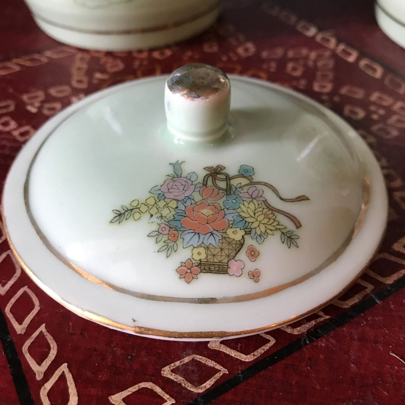 Green Chinoiserie Bamboo Handle Tea Cups - 4