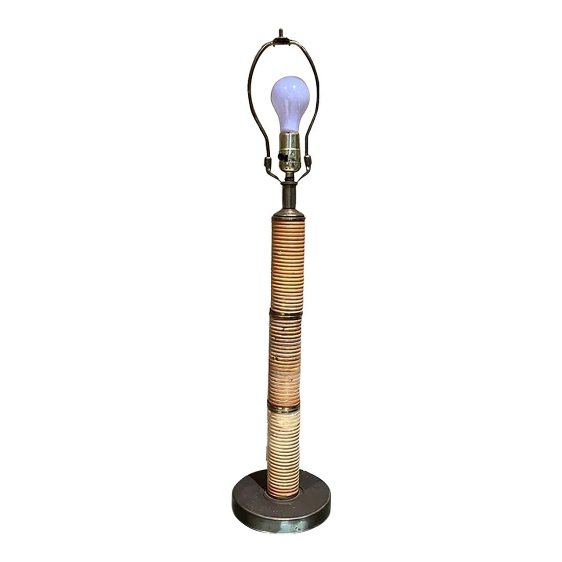 1960s Cane Wrapped Brass Plated Table Lamp (1 of 8)