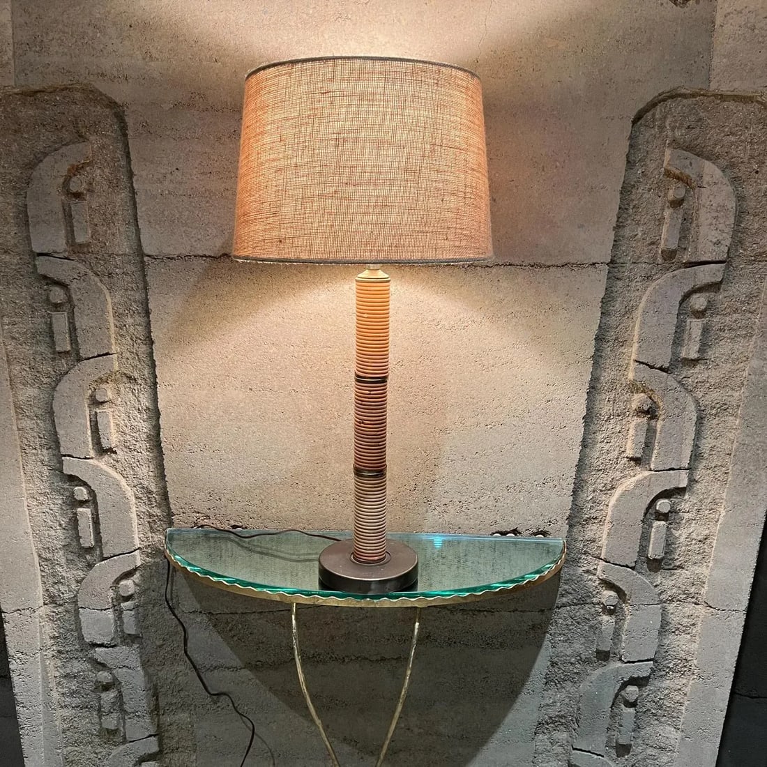 1960s Cane Wrapped Brass Plated Table Lamp - 6