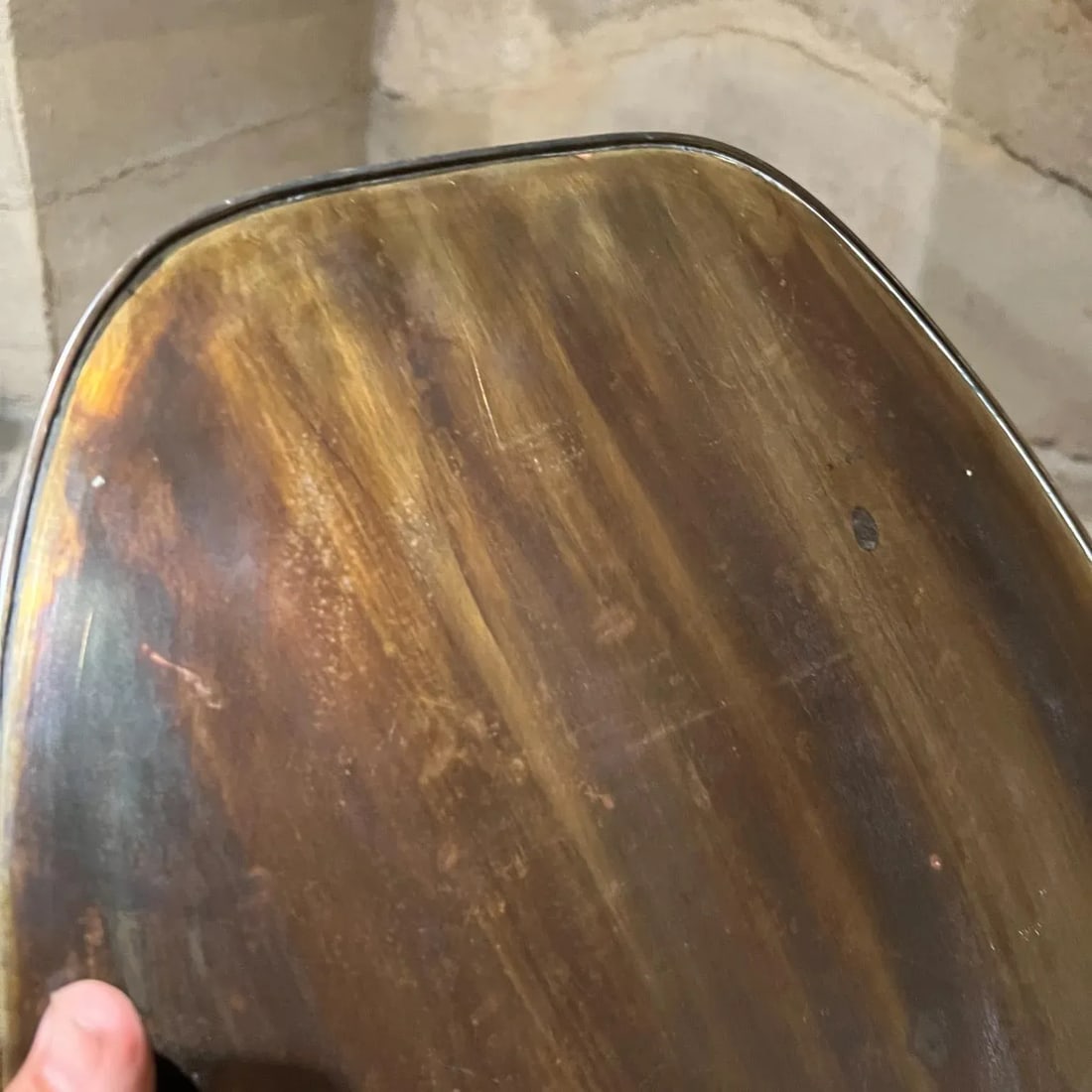 1950s Italian Service Tray Oval Patinated Brass Italy - 3