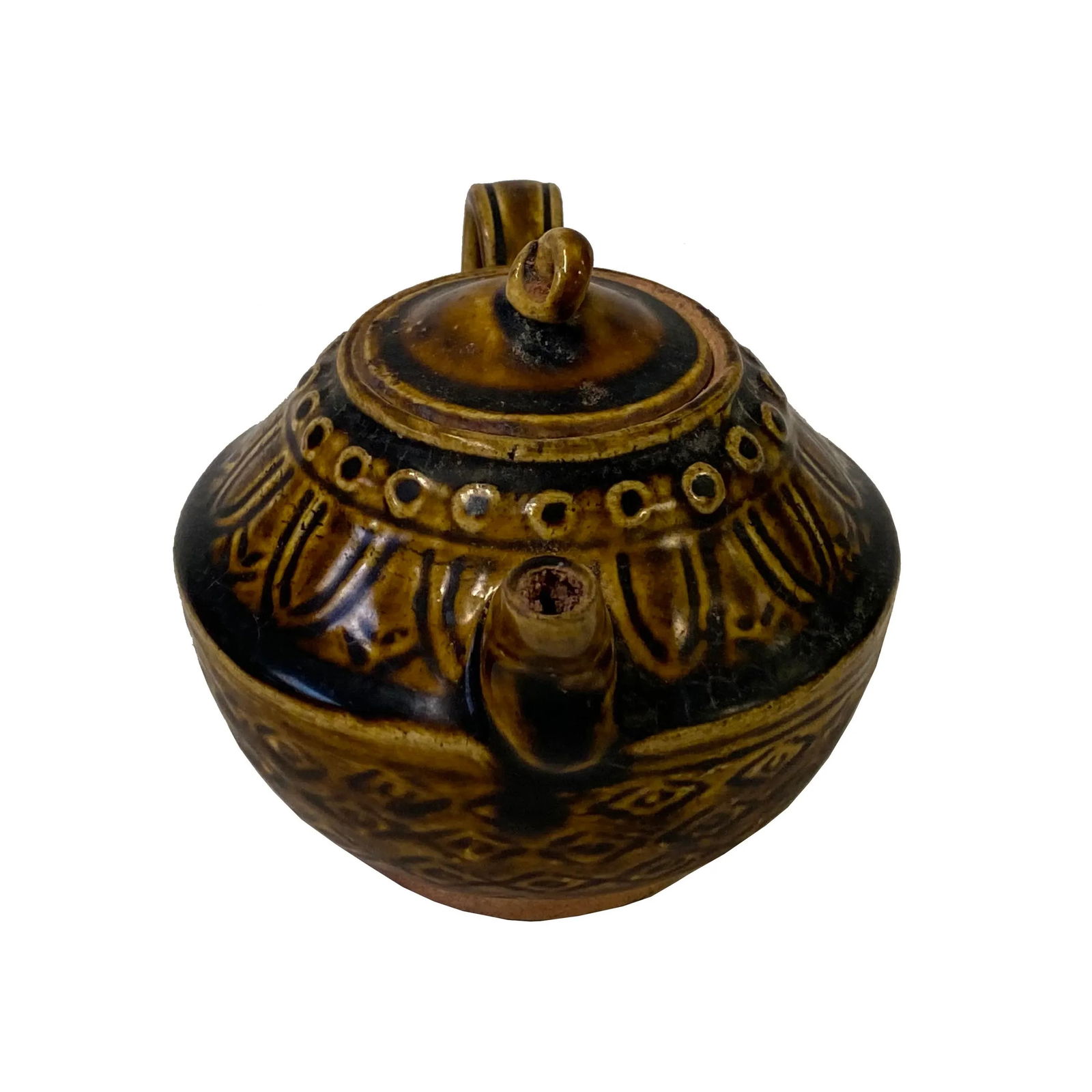 Chinese Ware Brown Glaze Pattern Ceramic Jar Vase Display Art - 5