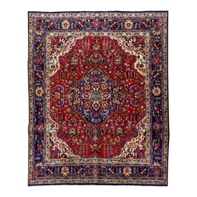 Handmade Antique Persian Tabriz Wool Rug With Multicolor Medallion Motif