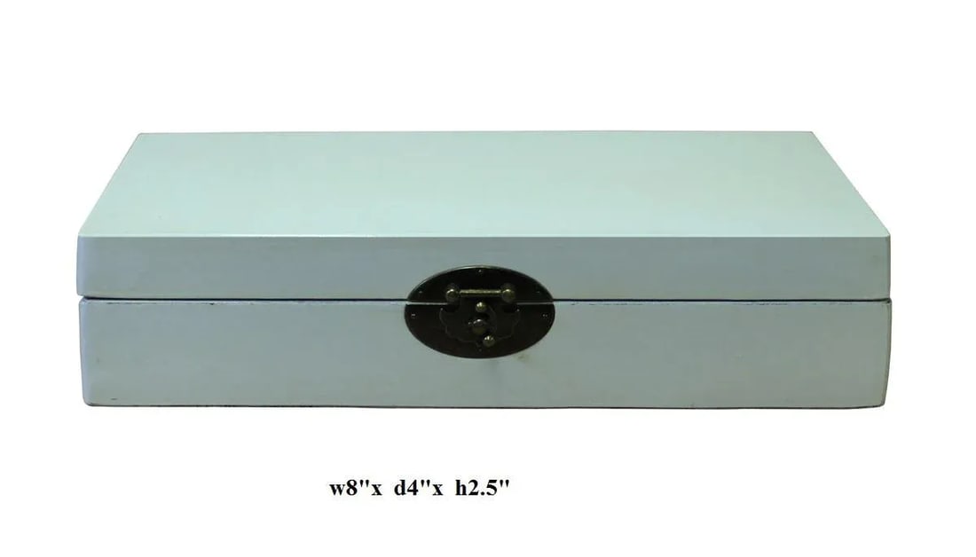 Chinese Off White Rectangular Shape Container Box - 5