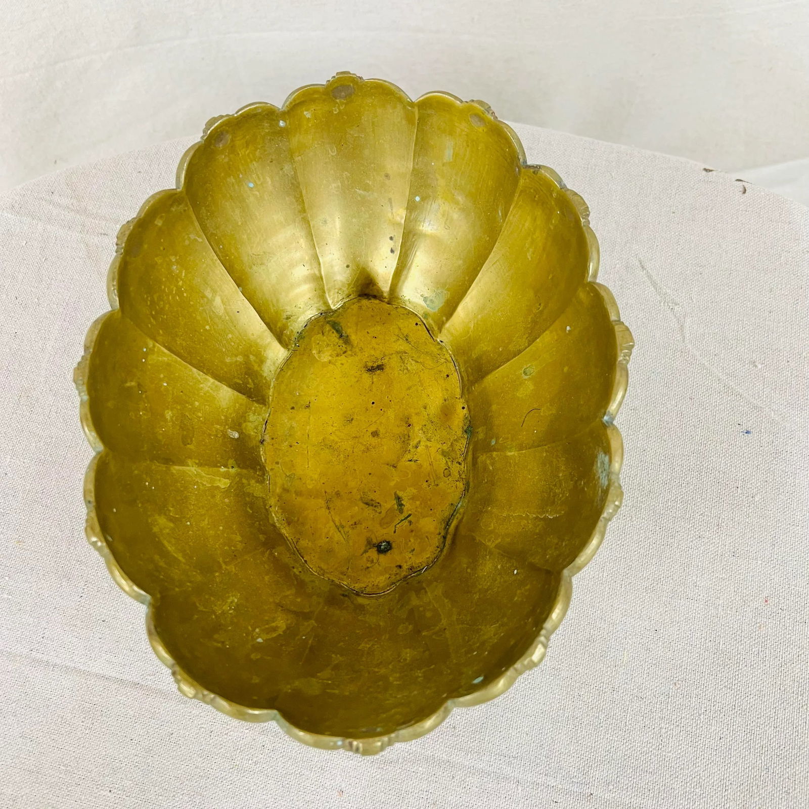 Mid Century Oval Footed Brass Cache Pot - 5