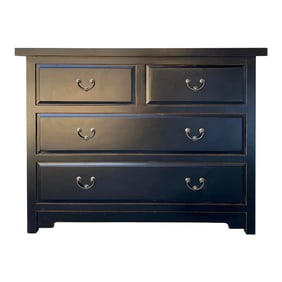Oriental Black Lacquer 4 Drawers Sideboard Credenza Dresser Cabinet