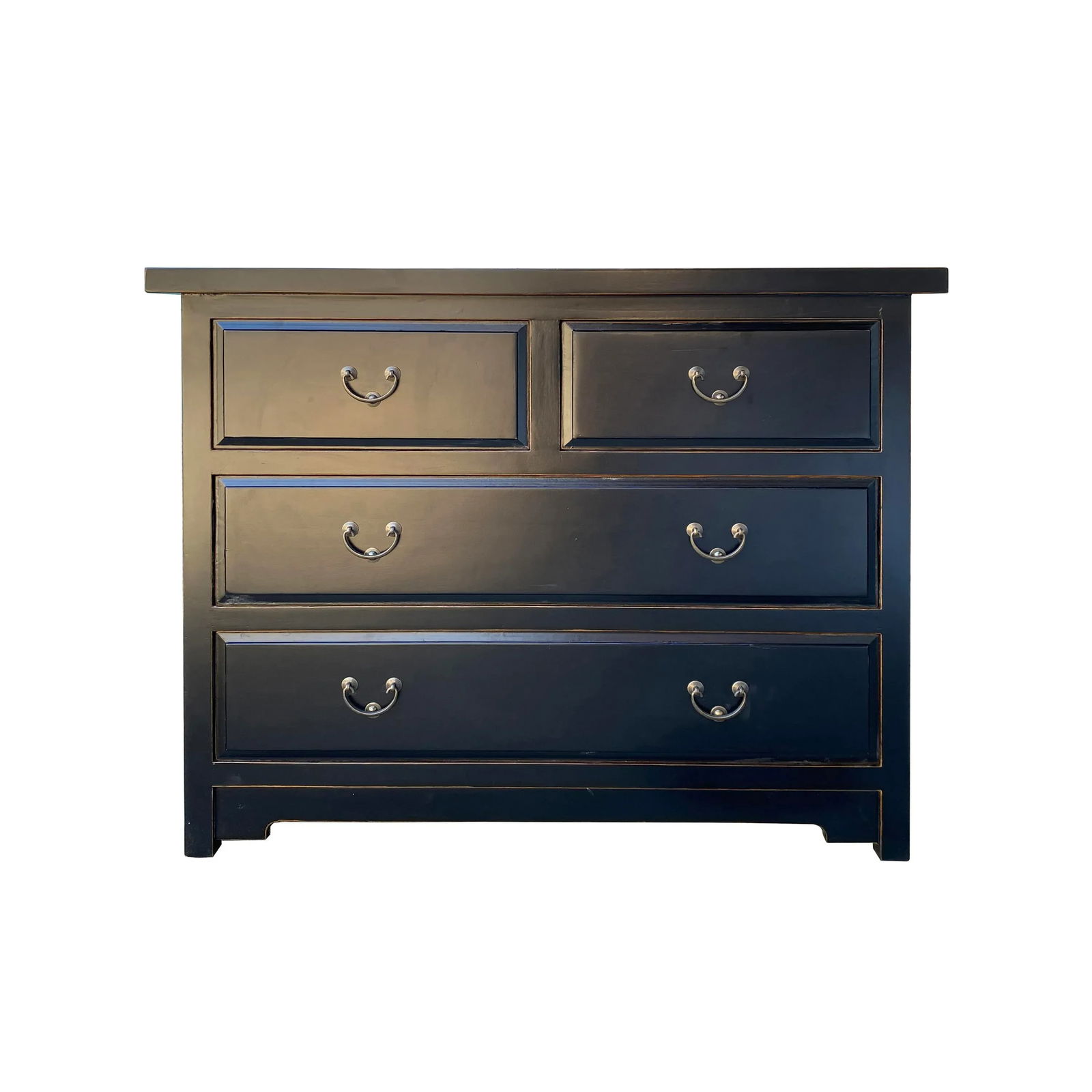 Oriental Black Lacquer 4 Drawers Sideboard Credenza Dresser Cabinet - 6