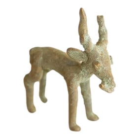 Vintage African Bronze Impala Eating Leaf