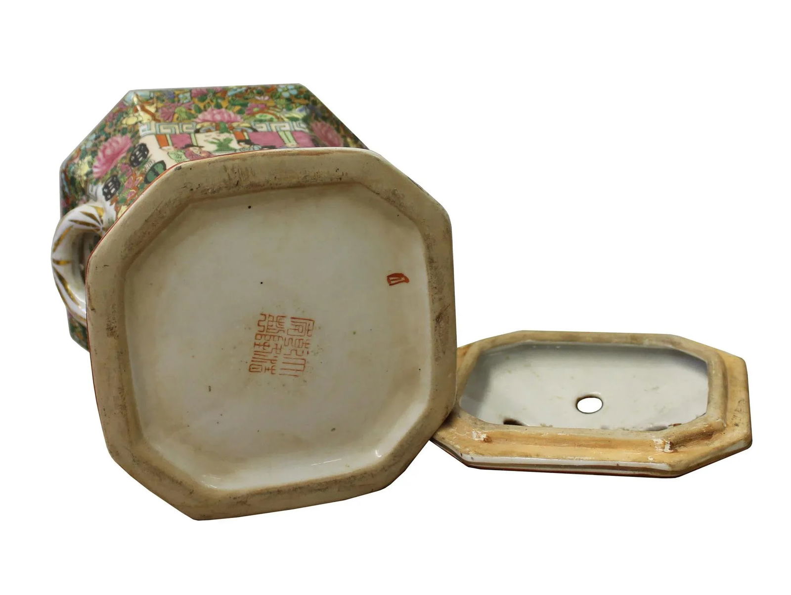 Chinese Oriental Porcelain People Scenery Container Box - 5