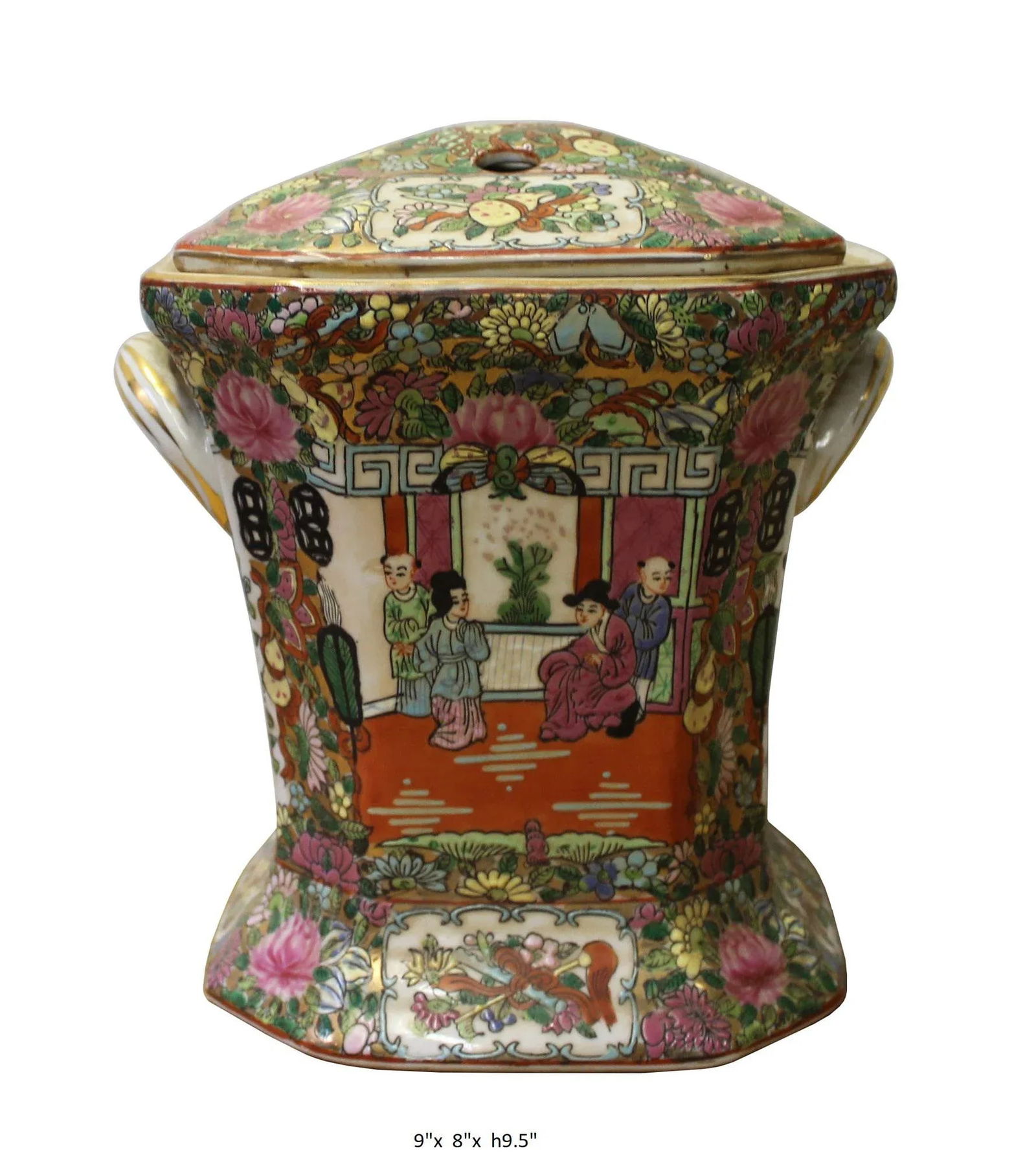 Chinese Oriental Porcelain People Scenery Container Box - 6