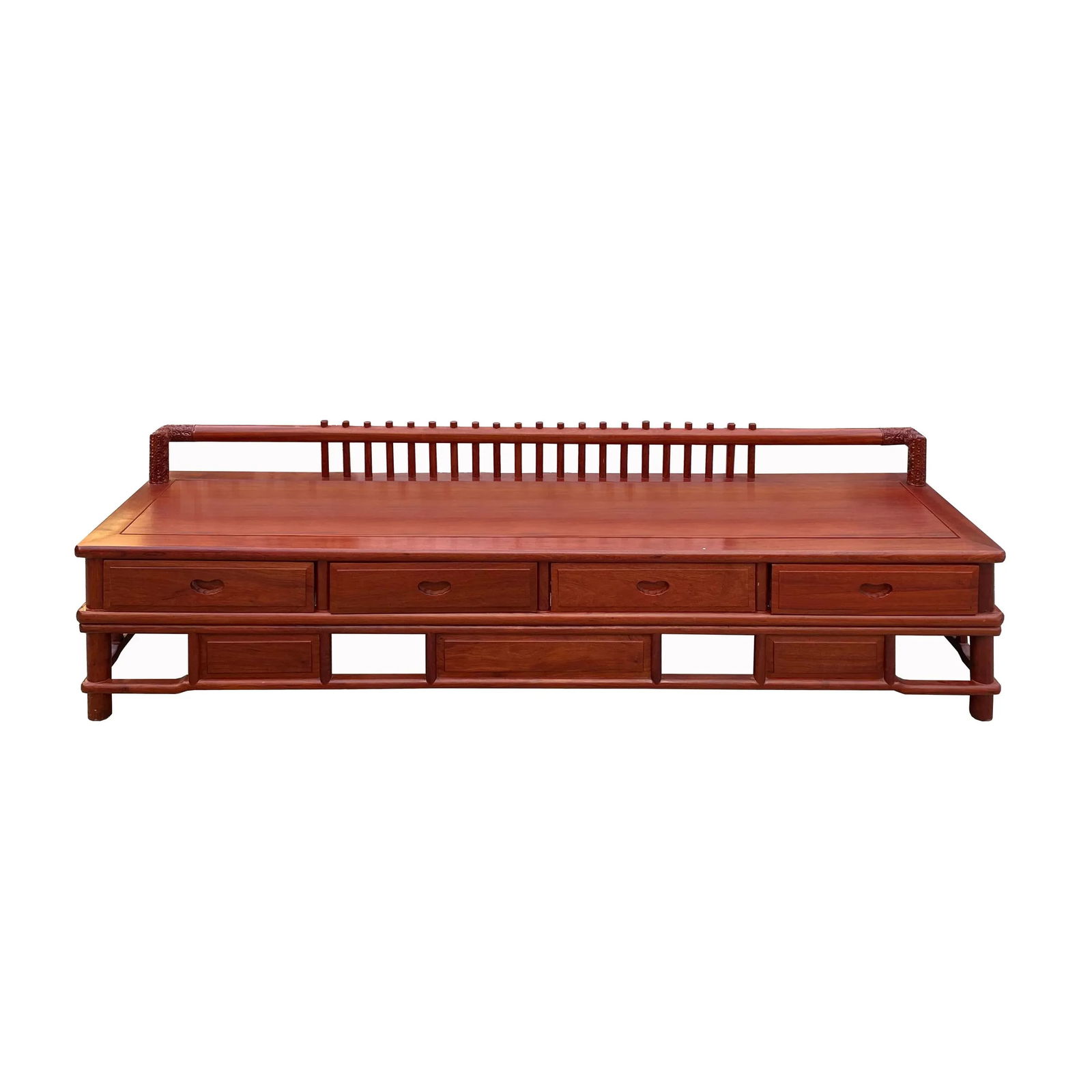 Zen Chinese Brown Wood Bar Panel Bench Low Cabinet - 3