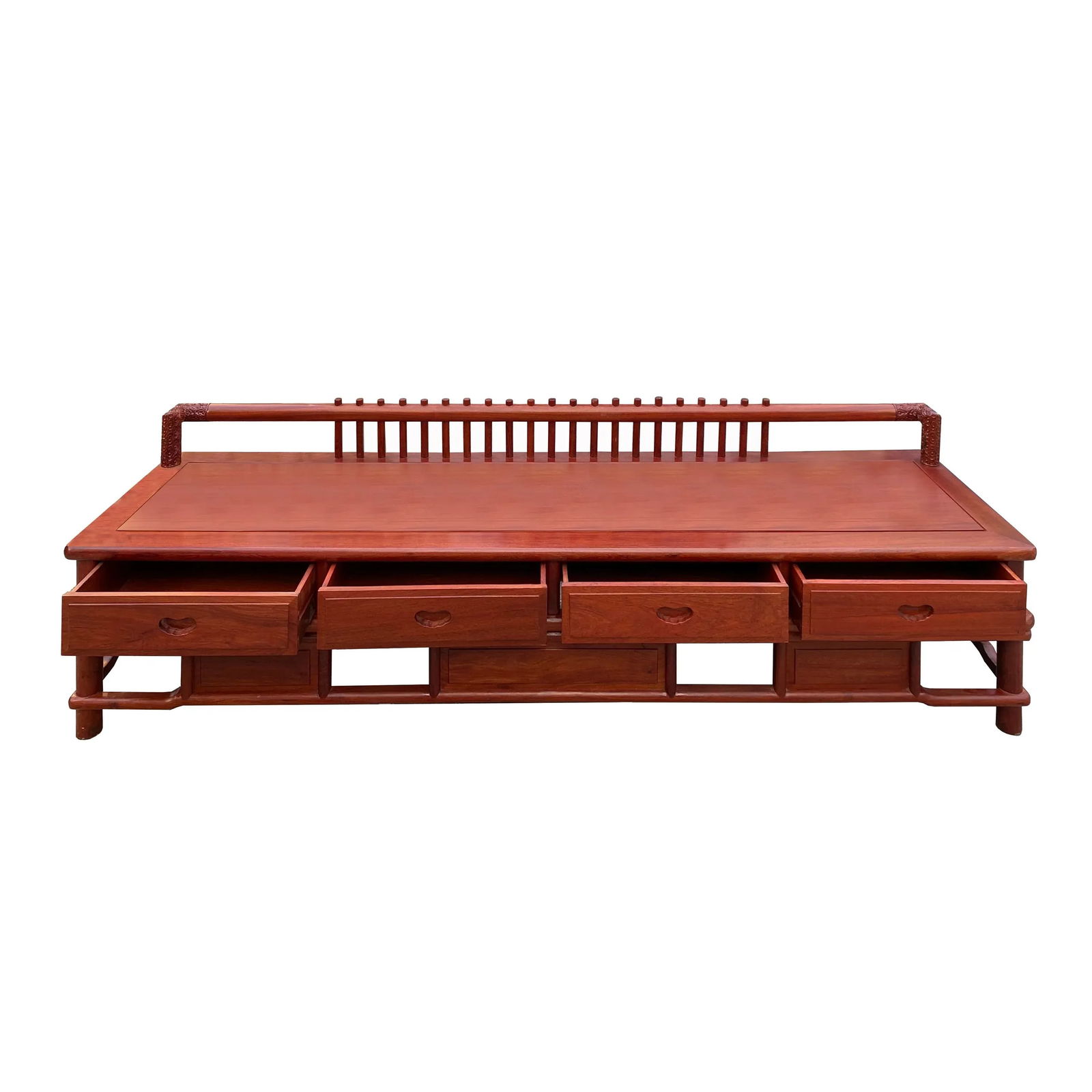 Zen Chinese Brown Wood Bar Panel Bench Low Cabinet - 5